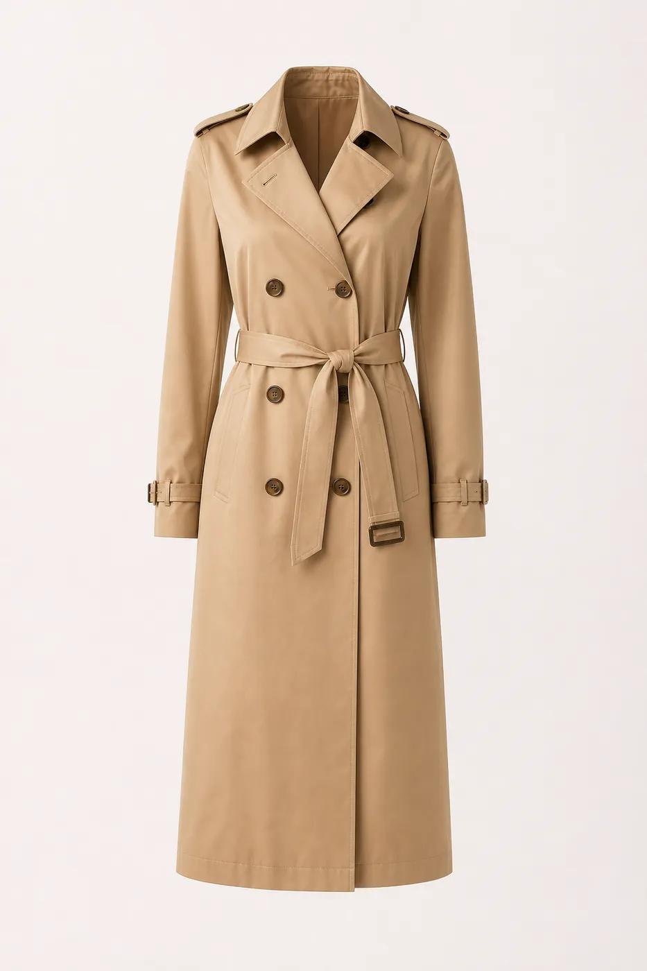Trench Long en Coton Enduit Signature